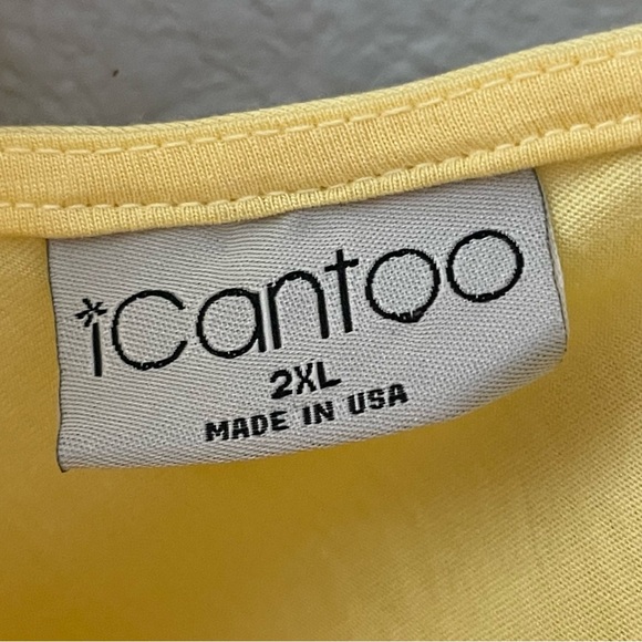 ICantoo Yellow Drop Shoulder Short Sleeve Top Size 2XL - Picture 4 of 4